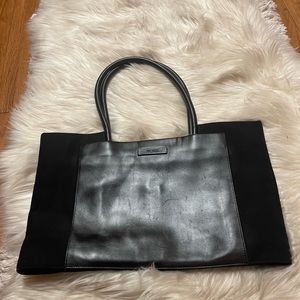 Tumi Black Leather and Neoprene Tote